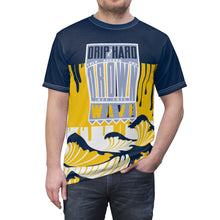 Load image into Gallery viewer, mens jordan 5 michigan yellow amarillo sneaker match colorblock drip too hard cut sew t shirt
