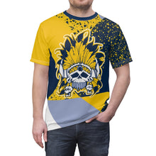 Load image into Gallery viewer, mens jordan 5 michigan yellow amarillo sneaker match colorblock sole chief cut sew t shirt