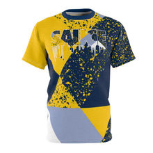 Load image into Gallery viewer, mens jordan 5 michigan yellow amarillo sneaker match colorblock sauce cut sew t shirt 1