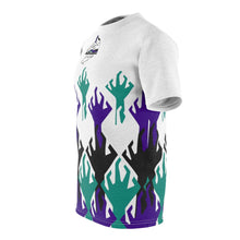 Load image into Gallery viewer, world war kickz jordan 5 grape all over print t shirt by gourmetkickz
