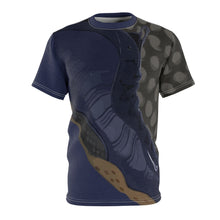 Load image into Gallery viewer, custom navy foamposite macro print cut sew t shirt