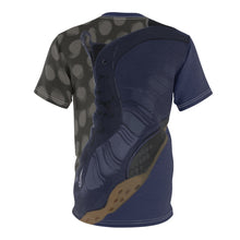 Load image into Gallery viewer, custom navy foamposite macro print cut sew t shirt