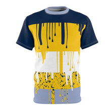Load image into Gallery viewer, mens jordan 5 michigan yellow amarillo sneaker match colorblock cut sew t shirt the drip
