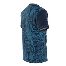 Load image into Gallery viewer, jordan 11 blue snakeskin custom sneaker match cut sew t shirt gourmet daze