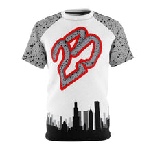 Load image into Gallery viewer, Shirt To Match Jordan 4 OG ’89 White Cement Sneaker Colorway Skyline T-Shirt