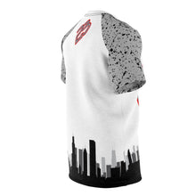 Load image into Gallery viewer, Shirt To Match Jordan 4 OG ’89 White Cement Sneaker Colorway Skyline T-Shirt