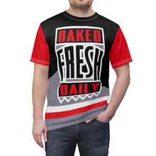 Load image into Gallery viewer, retro jordan 4 bred 2019 black cement all over print sneaker match t shirt cut sew
