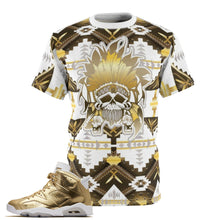 Load image into Gallery viewer, Shirt to Match Jordan 6 Pinnacle Metallic Gold Sneaker Colorway Beacon Print T-Shirt