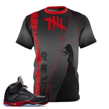 Load image into Gallery viewer, Shirt to Match Air Jordan 5 Satin BReD Sneaker Colorway  "Kill Bill Themed" T-Shirt