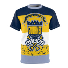 Load image into Gallery viewer, mens jordan 5 michigan yellow amarillo sneaker match colorblock daze cut sew t shirt