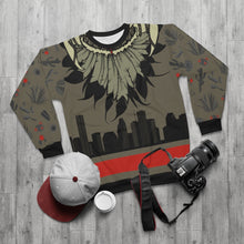 Load image into Gallery viewer, polyester blend all over print sweatshirt to match jordan 6 travis scott cactus jack olive cactus scene feathered v2