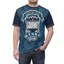 Load image into Gallery viewer, jordan 11 blue snakeskin custom sneaker match cut sew t shirt gourmet daze
