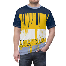 Load image into Gallery viewer, mens jordan 5 michigan yellow amarillo sneaker match colorblock cut sew t shirt the drip