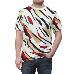 olympic colorway all over print cut sew shirt