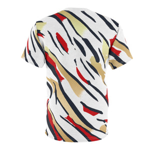 olympic colorway all over print cut sew shirt
