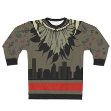 Load image into Gallery viewer, polyester blend all over print sweatshirt to match jordan 6 travis scott cactus jack olive cactus scene feathered v2