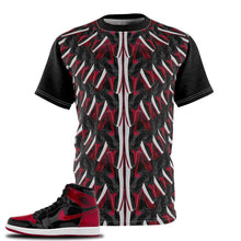 Load image into Gallery viewer, Shirt to Match Jordan 1 BReD Patent 2021 Sneaker Colorway BReDed T-Shirt
