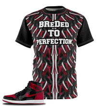 Load image into Gallery viewer, Shirt to Match Jordan 1 BReD Patent 2021 Sneaker Colorway BReDed to Perfection T-Shirt