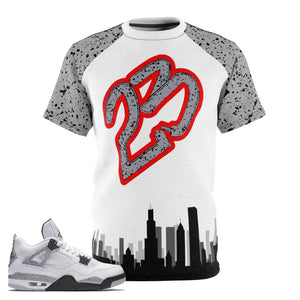 Shirt To Match Jordan 4 OG ’89 White Cement Sneaker Colorway Skyline T-Shirt