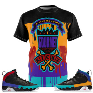 Shirt to Match Jordan 9 Dream It Do It Sneaker Colorway  Dripping Colorblock "Daze"T-Shirt