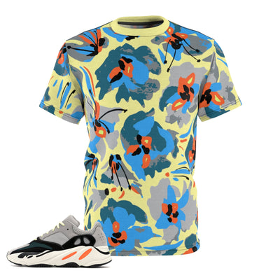 Shirt to Match Match Yeezy 700 MGH Solid Grey / Chalk White / Core Black Sneaker Colorway Floral T-Shirt