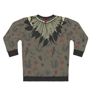 polyester blend all over print sweatshirt to match jordan 6 travis scott cactus jack olive cactus scene feathered v1