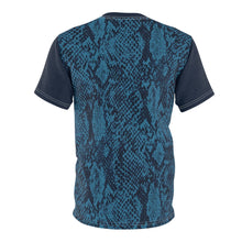 Load image into Gallery viewer, jordan 11 blue snakeskin custom sneaker match cut sew t shirt gourmet daze
